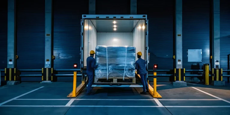 A dangerously shifted load in a truck trailer requiring an emergency rework service near me.