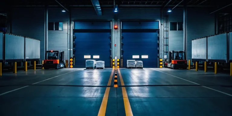 Crossdock logistics support at a local facility with forklifts moving pallets.