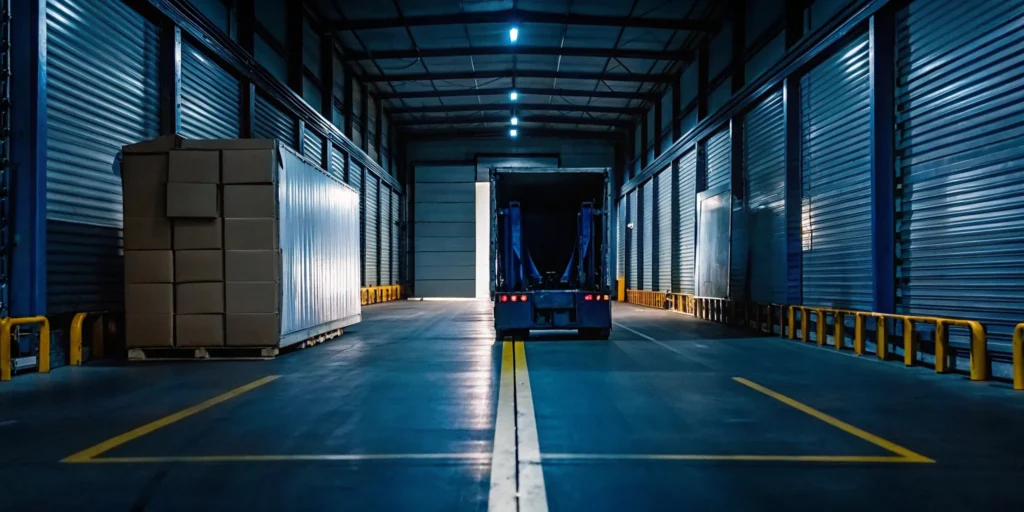 A truck at a loading dock, for when a crossdock service is needed near me.