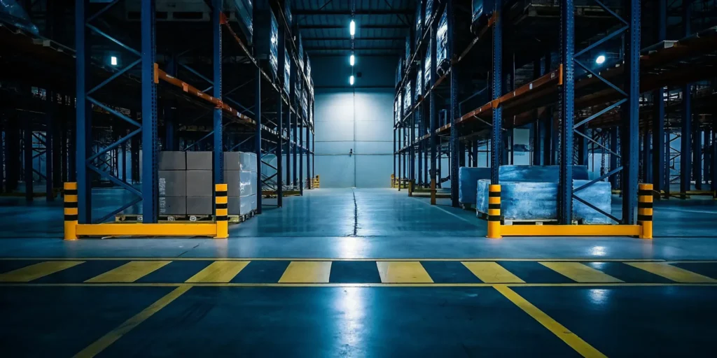 Pallets of freight needing adjustment and rework services in a local warehouse.