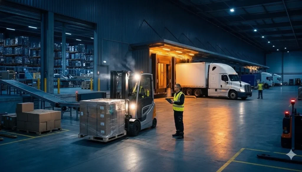 Alabama freight warehousing services coordinating palletized freight at a distribution dock