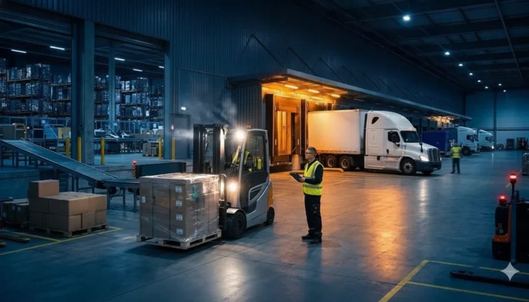 Alabama freight warehousing services coordinating palletized freight at a distribution dock