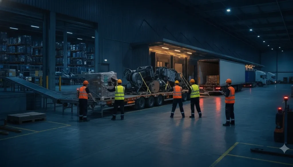 Freight operations team coordinating emergency load recovery at a distribution dock