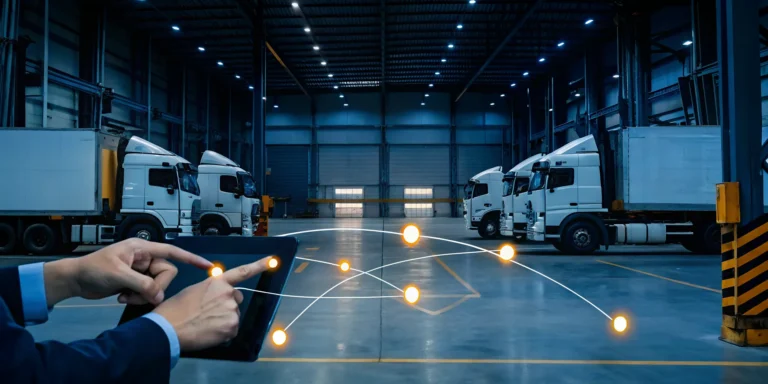 Warehouse trucks providing a restock near me solution for an urgent freight shipment.